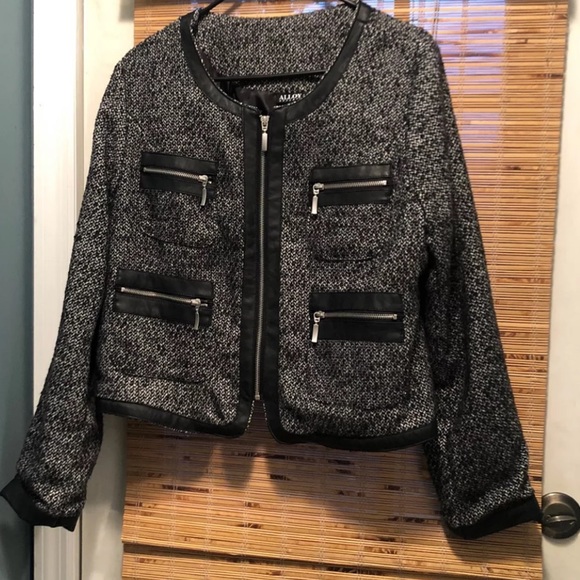 Vegan Leather Moto Tweed Jacket Vintage 